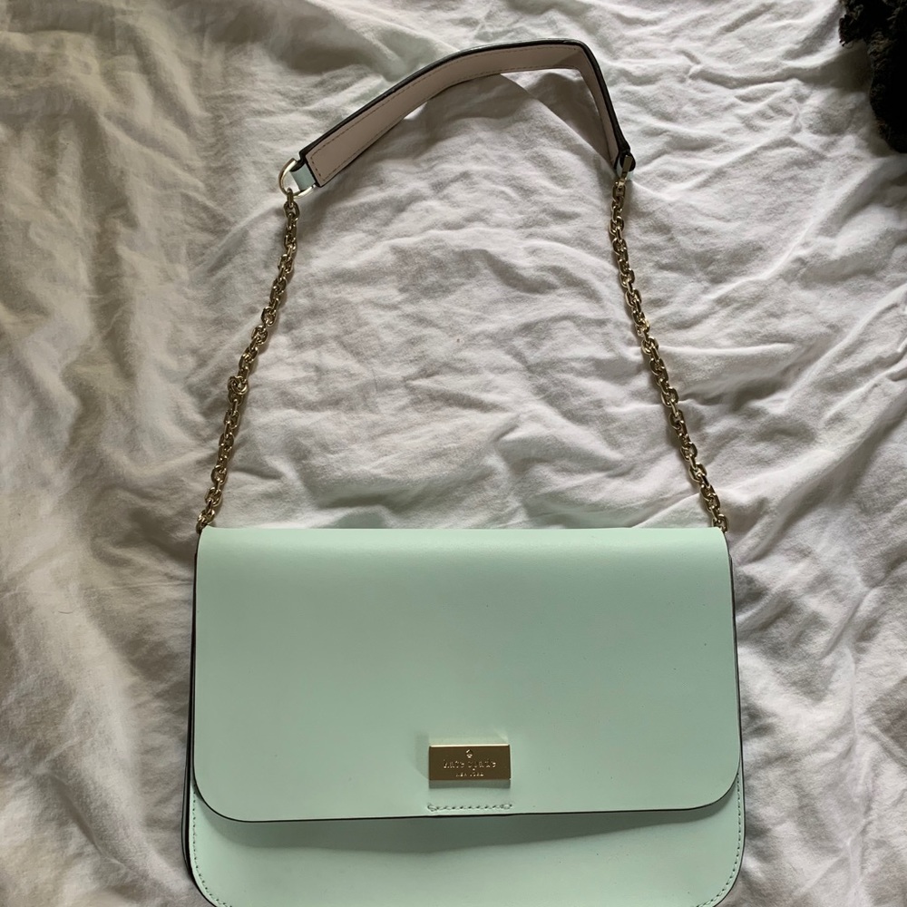 Kate spade blue leather clutch